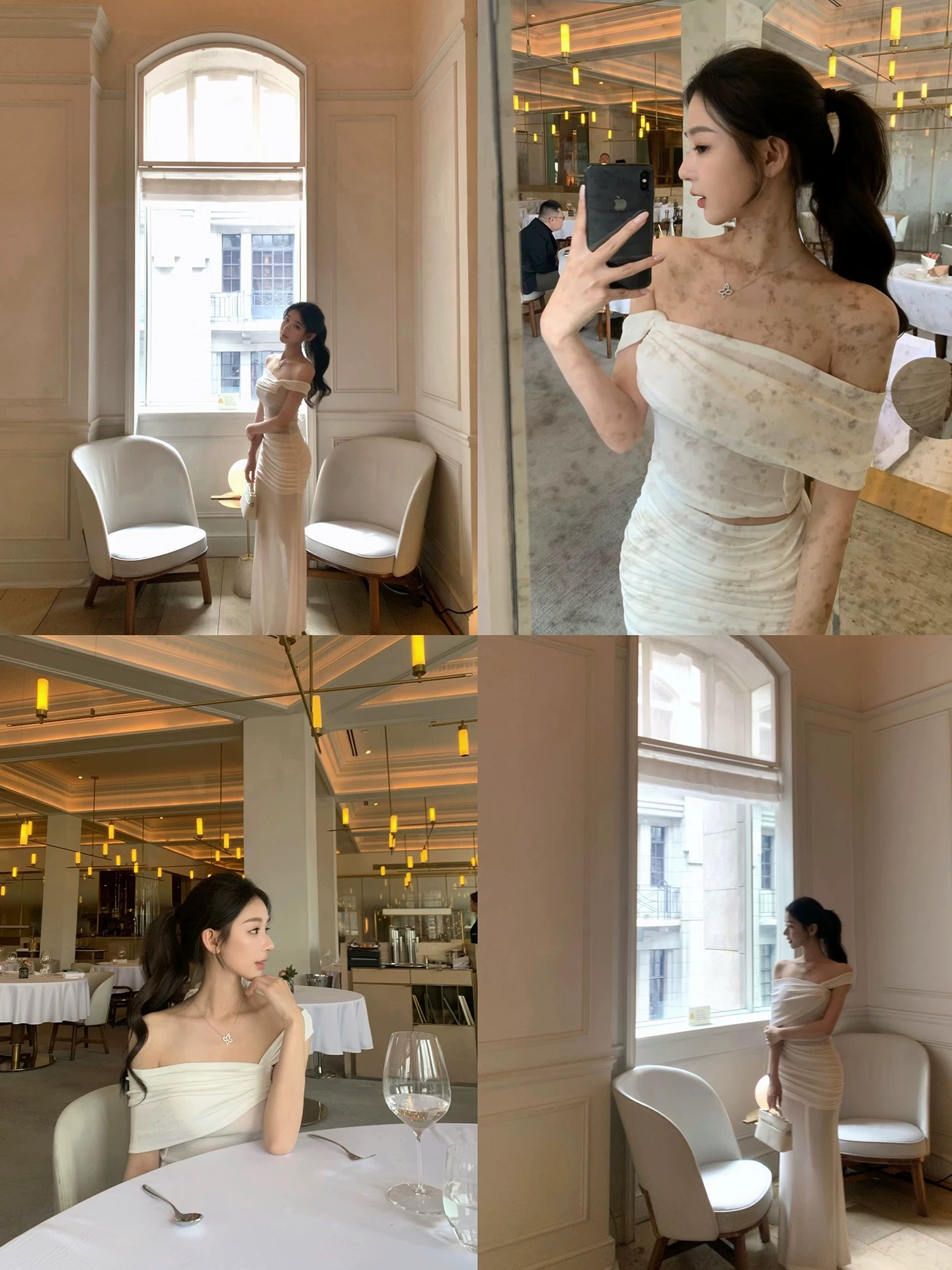 單肩上衣魚尾裙套裝