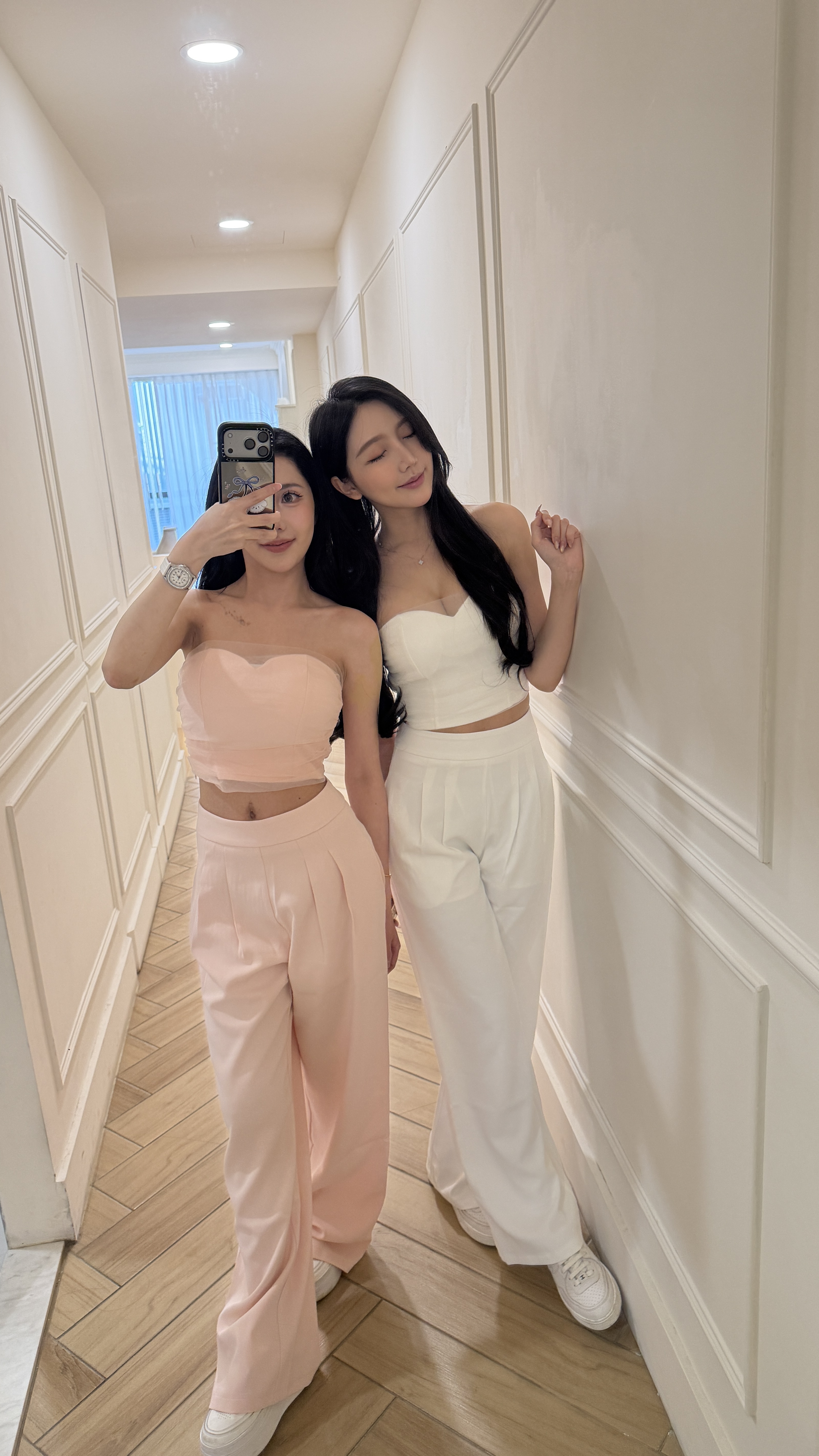 網紗抹胸套裝褲